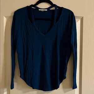 Express Deep Teal V-Neck Long Sleeve Top